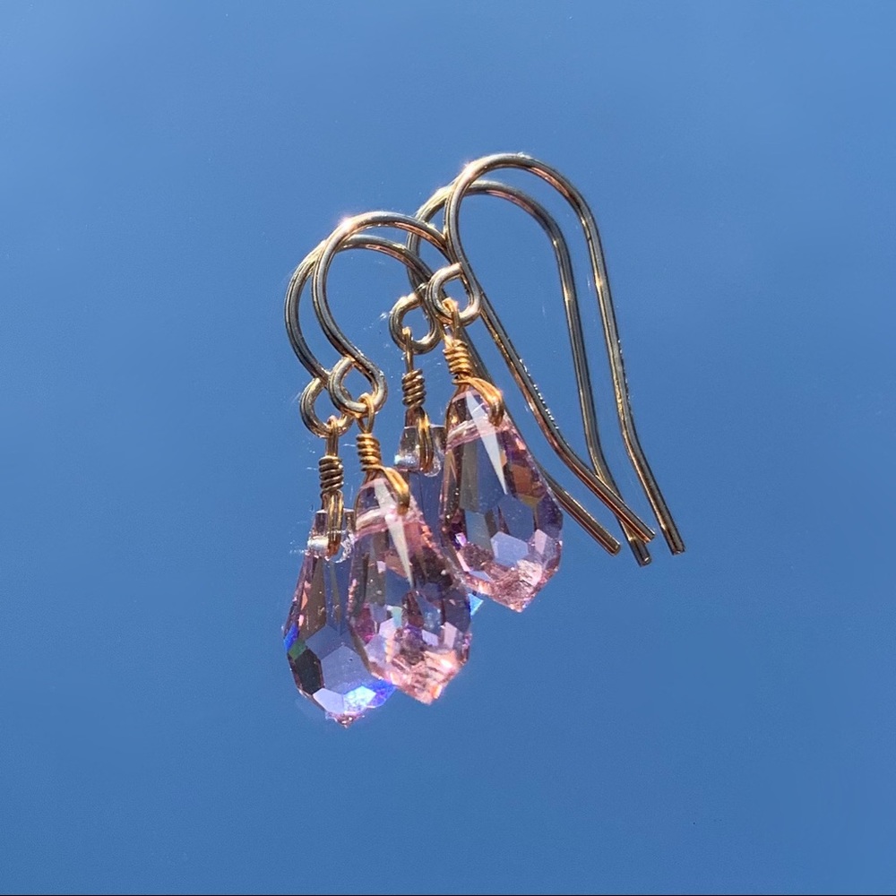 pink crystal teardrop earrings